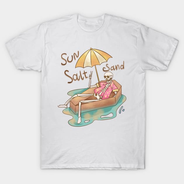 "Sun Salt Sand" Funny Skeleton T-Shirt by FlawlessSeams